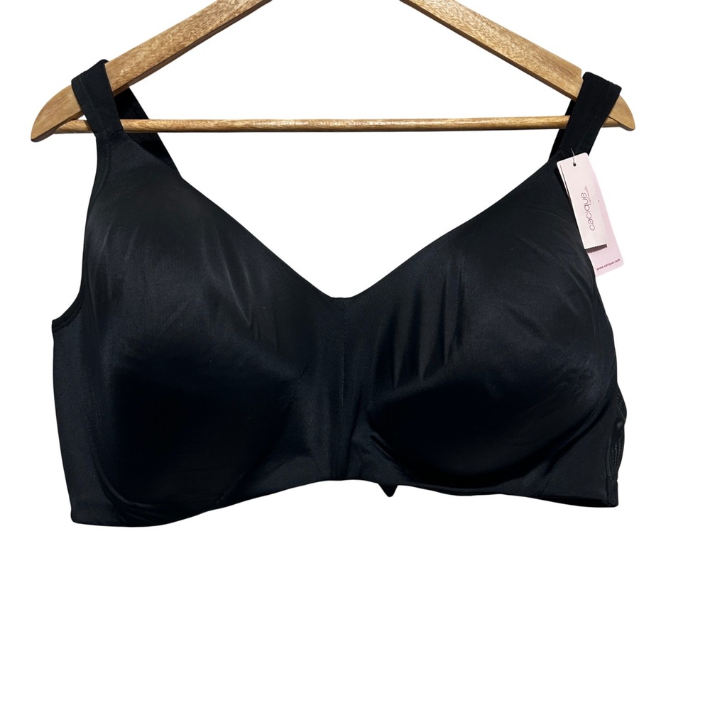 Cacique Womens Bra 48DD Black No Wire Comfort Solution Full Coverage Minimalist